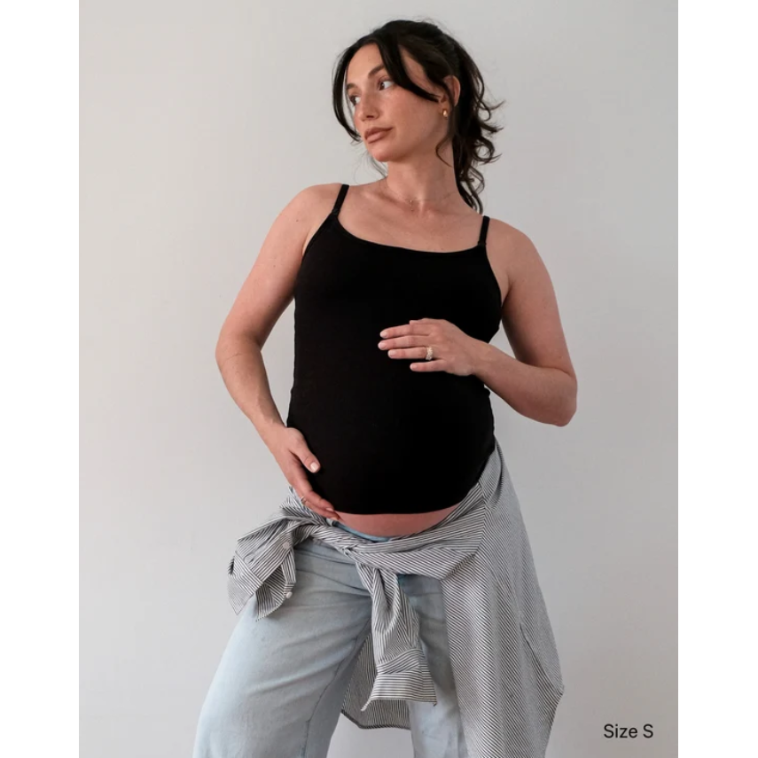 Soft Rib Nursing Tank Black-Embrace-1000 Palms
