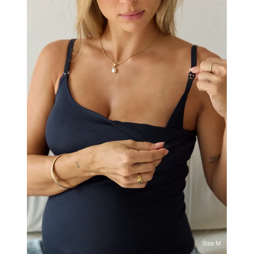 Soft Rib Nursing Tank Navy-Embrace-1000 Palms