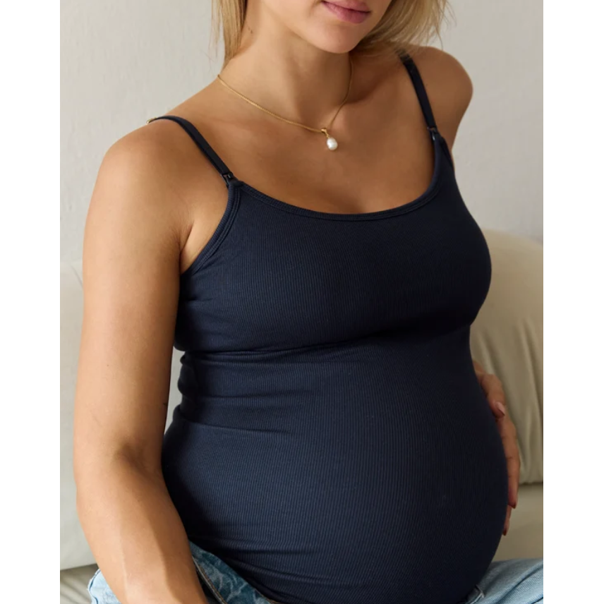 Soft Rib Nursing Tank Navy-Embrace-1000 Palms