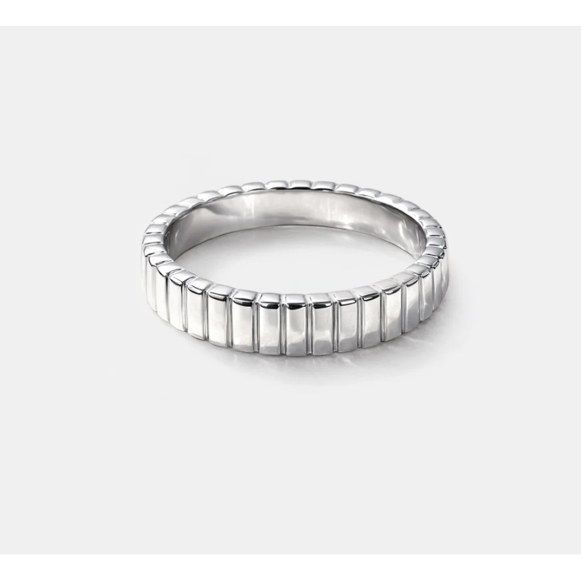 Textured Silver ring Stainless Steel-Bizou-1000 Palms
