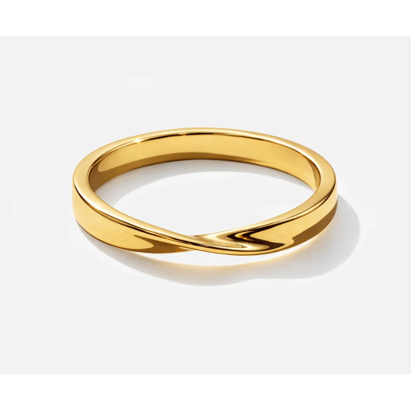 Twisted golden ring in stainless steel-Bizou-1000 Palms