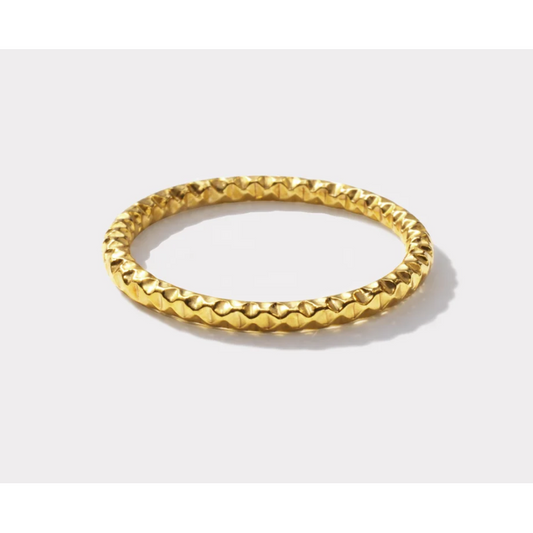 Hammered golden ring in stainless steel-Bizou-1000 Palms