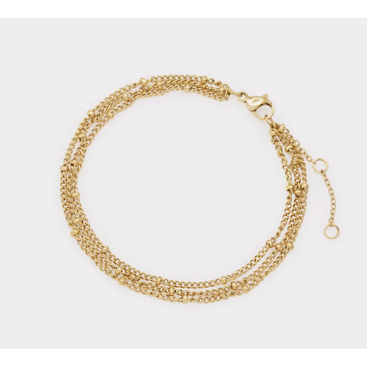 Triple Beaded Gold Bracelet-Bizou-1000 Palms