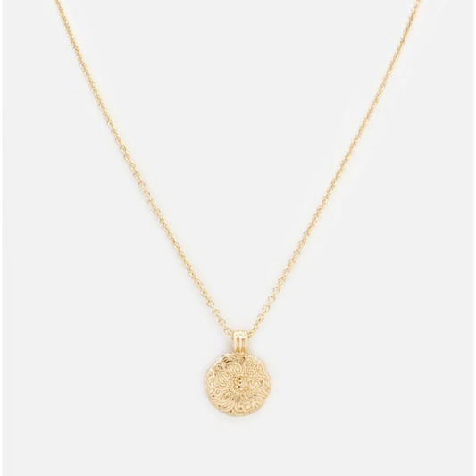 Textured flower charm golden necklace-Bizou-1000 Palms