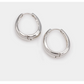 Oval Silver hoop earrings-Bizou-1000 Palms