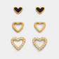 Heart Trio Gold earrings-Bizou-1000 Palms