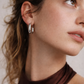 Rectangular Silver Hoops-Bizou-1000 Palms