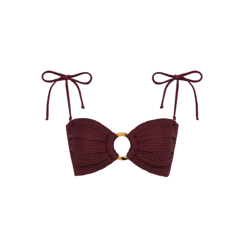Maroon Crochet Tori Ties Bandeau-montce-1000 Palms