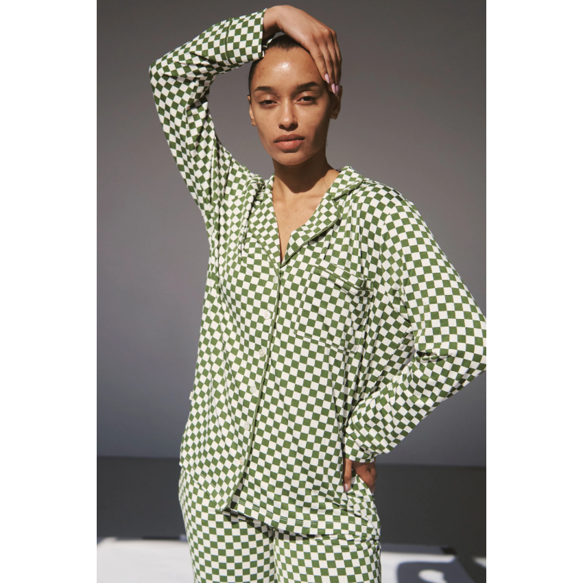 Green Check Collared PJ Set-Bambi & Birdie-1000 Palms