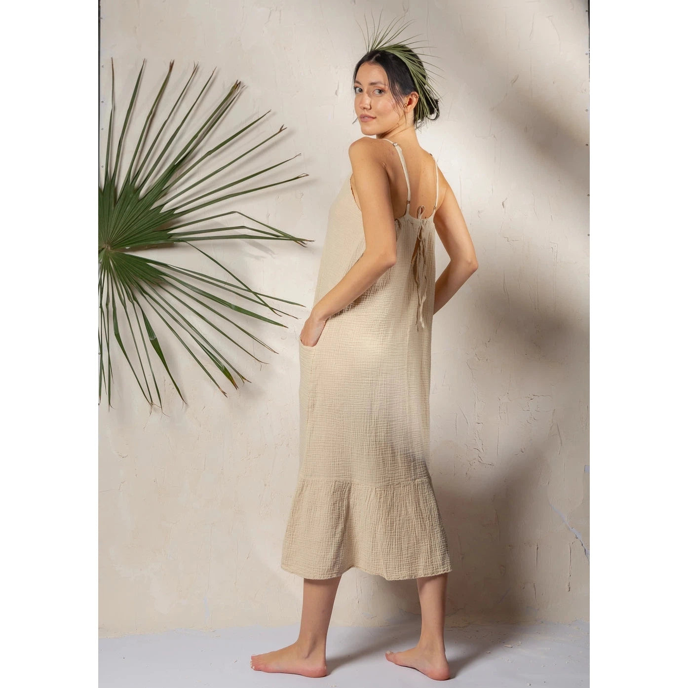 Double Gauze Midi Dress-Moa-1000 Palms