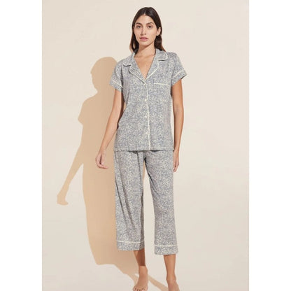 Gisele Printed Short Sleeve Cropped PJ Set-eberjey-1000 Palms