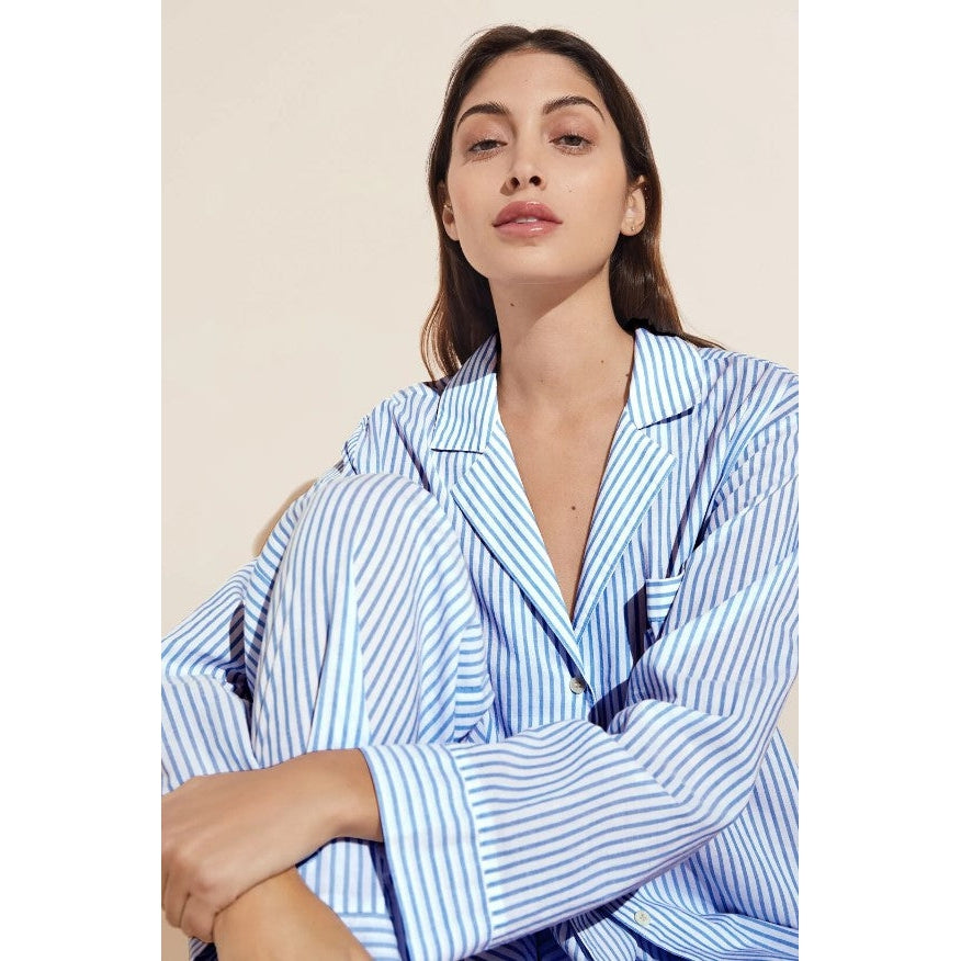 Organic Sandwashed Cotton Nautico Stripe Long PJ Set-eberjey-1000 Palms