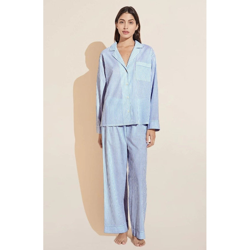 Organic Sandwashed Cotton Nautico Stripe Long PJ Set-eberjey-1000 Palms