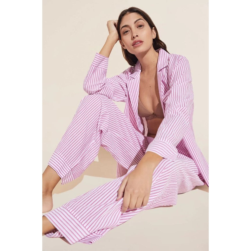 Organic Sandwashed Cotton Nautico Stripe Long PJ Set-eberjey-1000 Palms