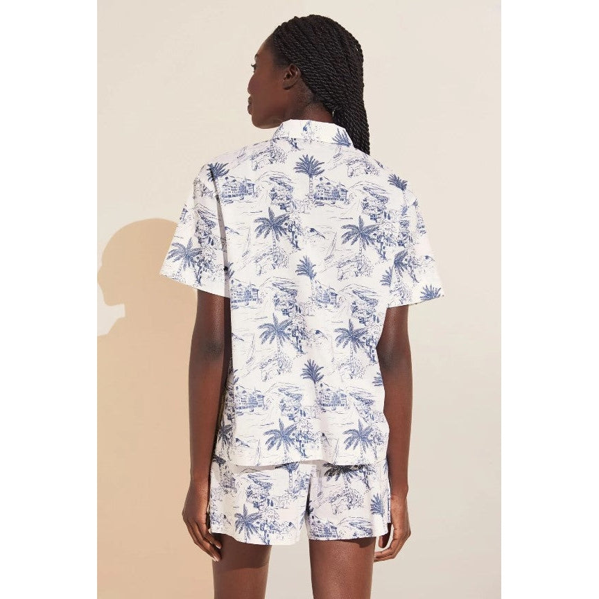 Organic Sandwashed Cotton Printed Short PJ Set-eberjey-1000 Palms